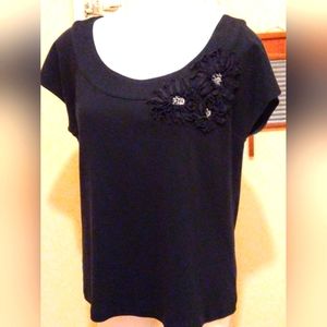 Rafaella black embellished knit top Sz XL